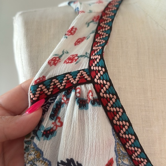 Patrons of Peace Anthropologie Floral boho babydoll top  sleeveless peplum L - Picture 3 of 11